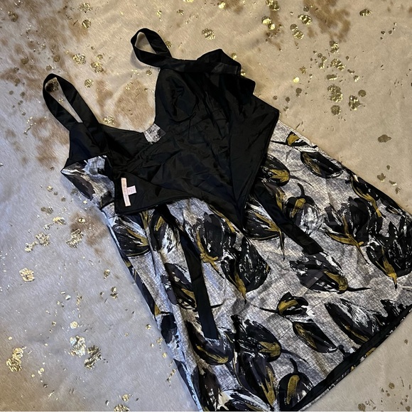 Rebecca Taylor 10 Black Gray Floral Silk Dress - Picture 5 of 10